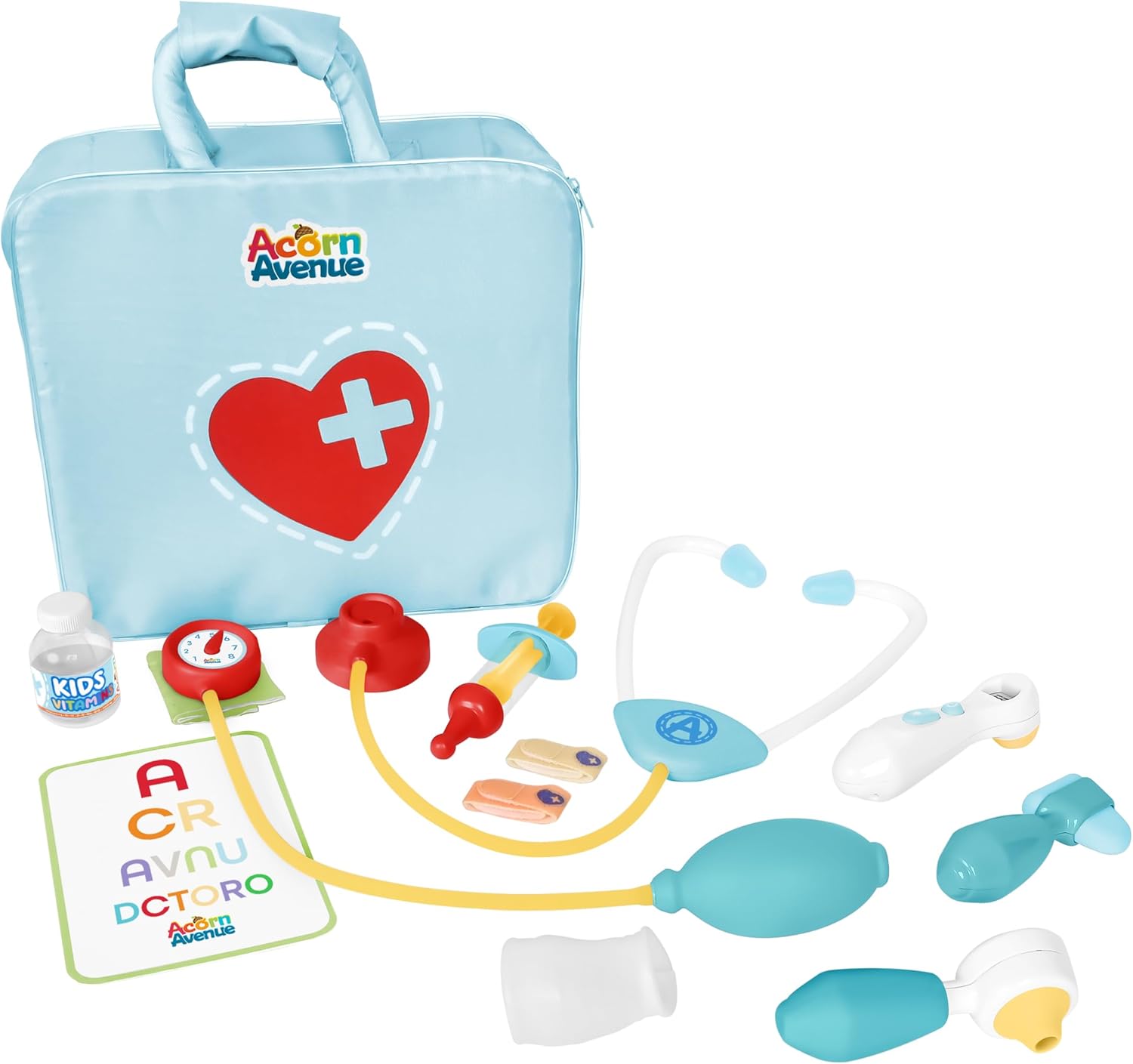 Doctor Kit for Toddlers 3-5, 12 Piece Pretend Play Medical Set with Stethoscope, Syringe & Carry Case - Kids Doctors Play Set Toy for Boys Girls & Dolls