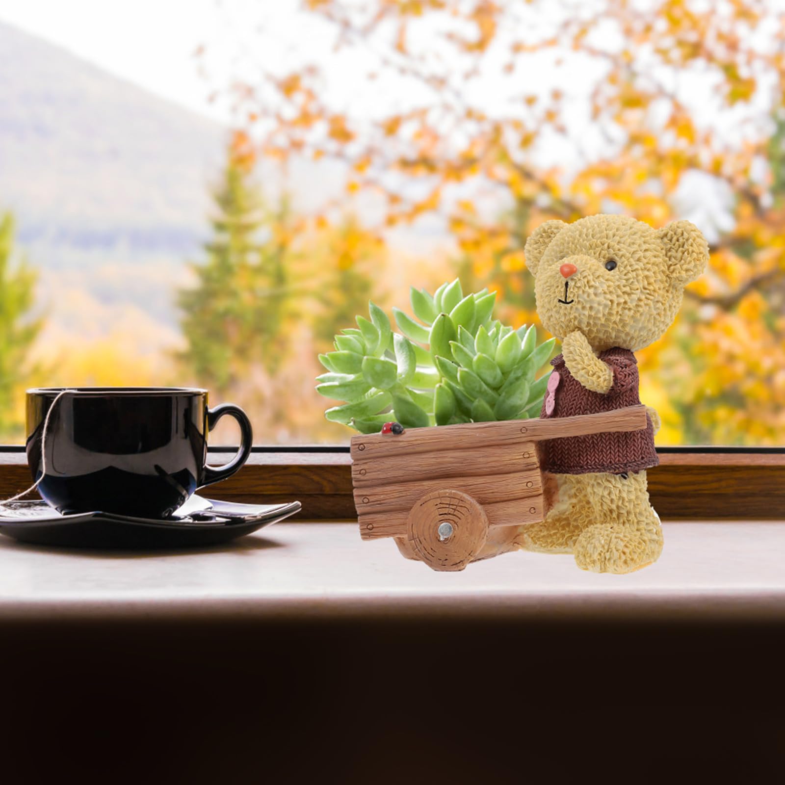 SOIMISS Handbemalter Harz Blumentopf Bär als Pflanzgefäß für Sukkulenten Kompakter Übertopf für Büro Wohnzimmer und Garten 1 Stück Robust und Dekorativ