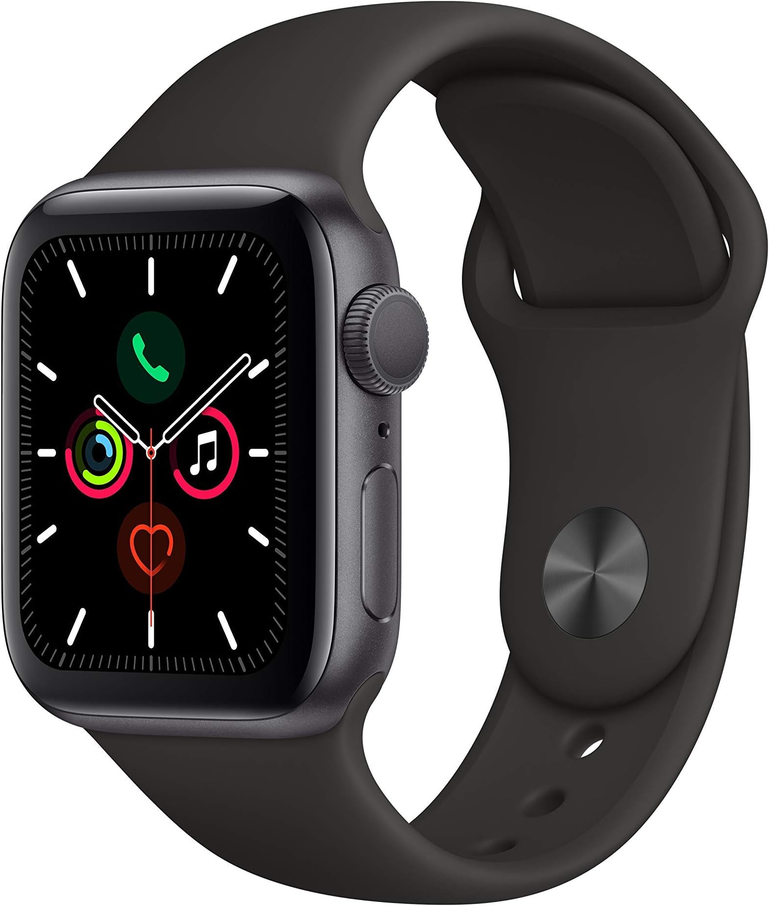 Apple Watch Series 5 40mm (GPS Only) Aluminium Case Grey Sport Band Black (Renewed)