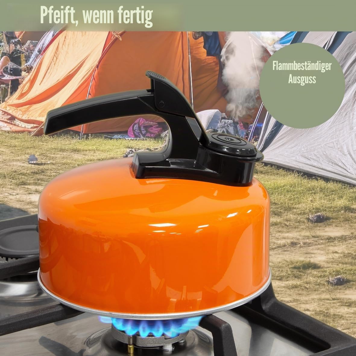 Milestone Camping Alu-Wasserkocher - Orange, 1 Liter