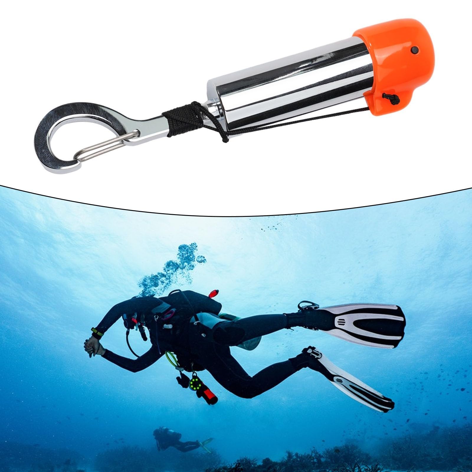 Shaker per immersioni subacquee in acciaio inox, per la sicurezza subacquea, per sonaglio in metallo con copertura per attirare l'attenzione del compagno, snorkeling essenziale (A)