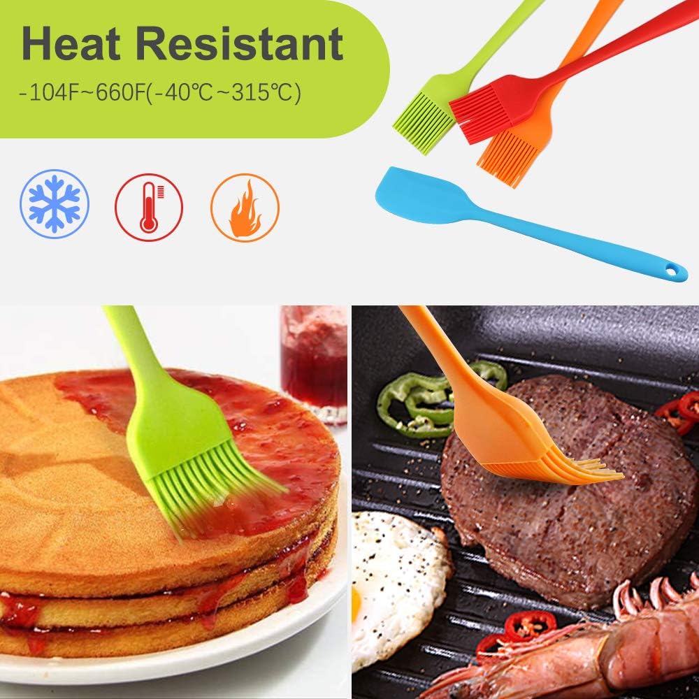 Pastry Brush Set for Cooking Baking Heat Resistant Silicone Small Ideal for BBQ Grill Marinating or Spreading Chocolate Candy Butter & Oil: Home & Kitchen