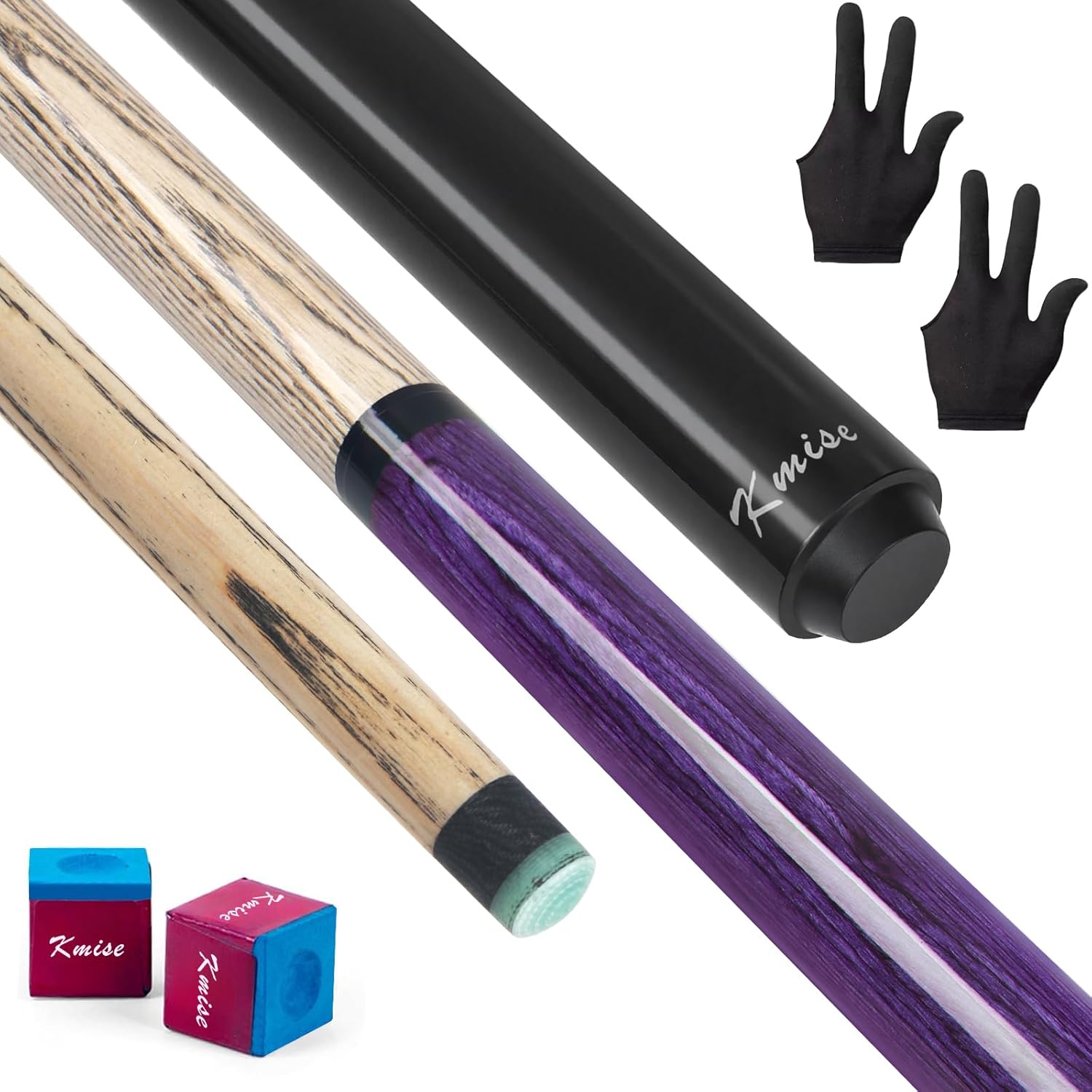 Kmise Jump Break Cue Stick, 28oz Pool Cue Stick for Explosive Breaks and Effortless Jumps with 14mm Pro Breaking Tip, Heavy Hitter Jump&Break Pool Cue (Purple)