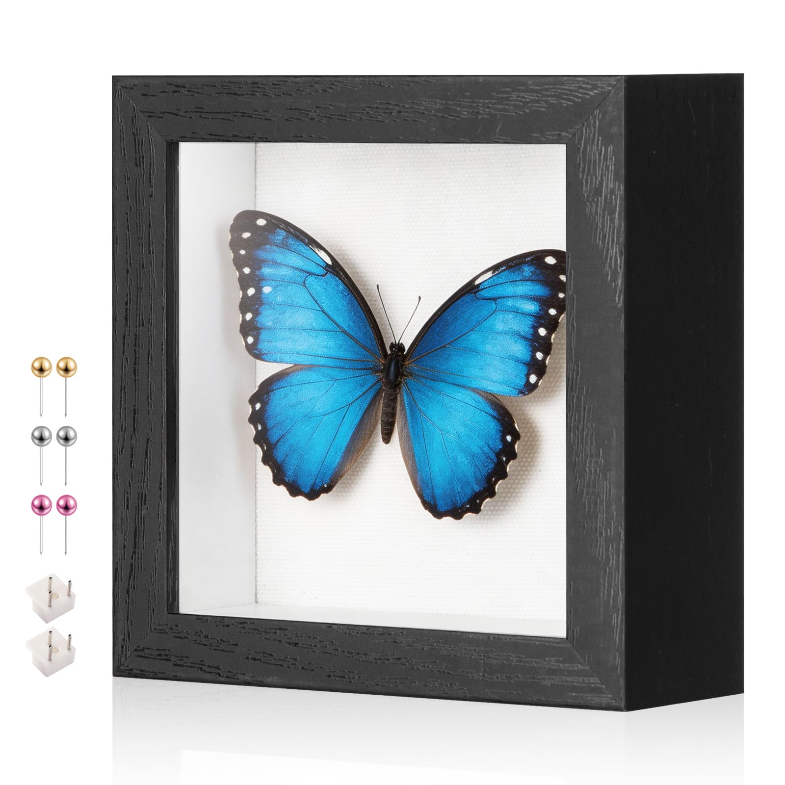 MGLIFEUL 4x4 Mini Shadow Box Frame with Shatterproof Clear Glass & Push Pin — image 1