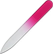Nail File Czech Craftsman Finished Glass Nail File 3.5 inches (90 mm) Double-Sided Type (Transparent Soft Case Included) Pink