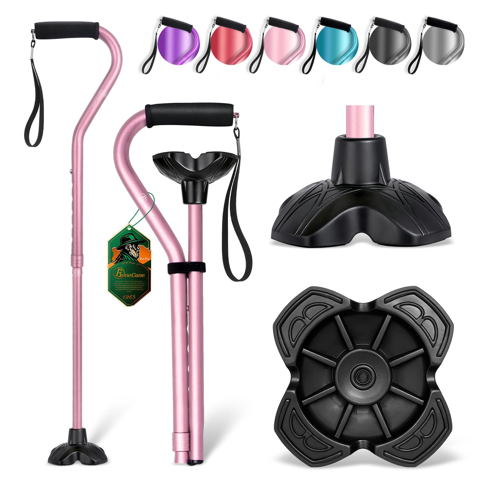 BeneCane Walking Cane Adjustable Cane with Offset Soft Cushioned Handle for Men & Women Lightweight
