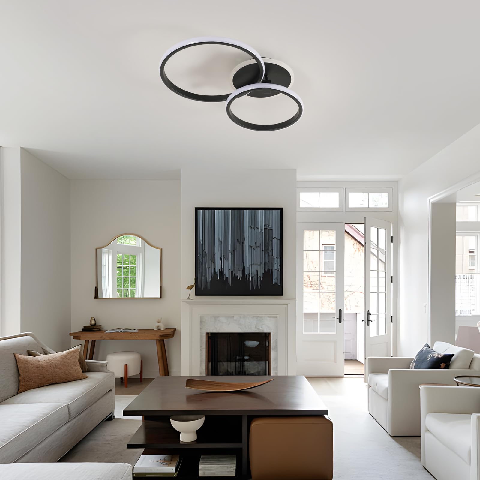 DELIPOP Plafonnier LED, 42W 4725LM Rond Lampe de plafond Noir 6500K | Moderne Luminaire Plafonnier pour Salon, Chambre, Salle à Manger, Cuisine