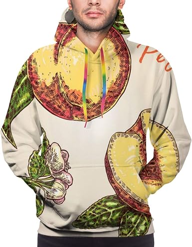 huibe Felpe con Cappuccio da Uomo di Frutta Pesca Disegnate a Mano Felpa  con Cappuccio Casual a Maniche Lunghe, Taglia M. : Amazon.it: Abbigliamento