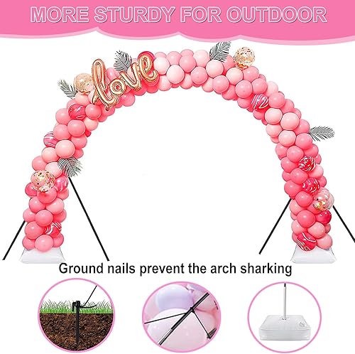 Miniatura 6 de Kit de arco de globos y bomba de globos, soporte de arco de globos ajustable de 9 pies de alto y 10 pies de ancho con base de agua, bomba eléctrica,