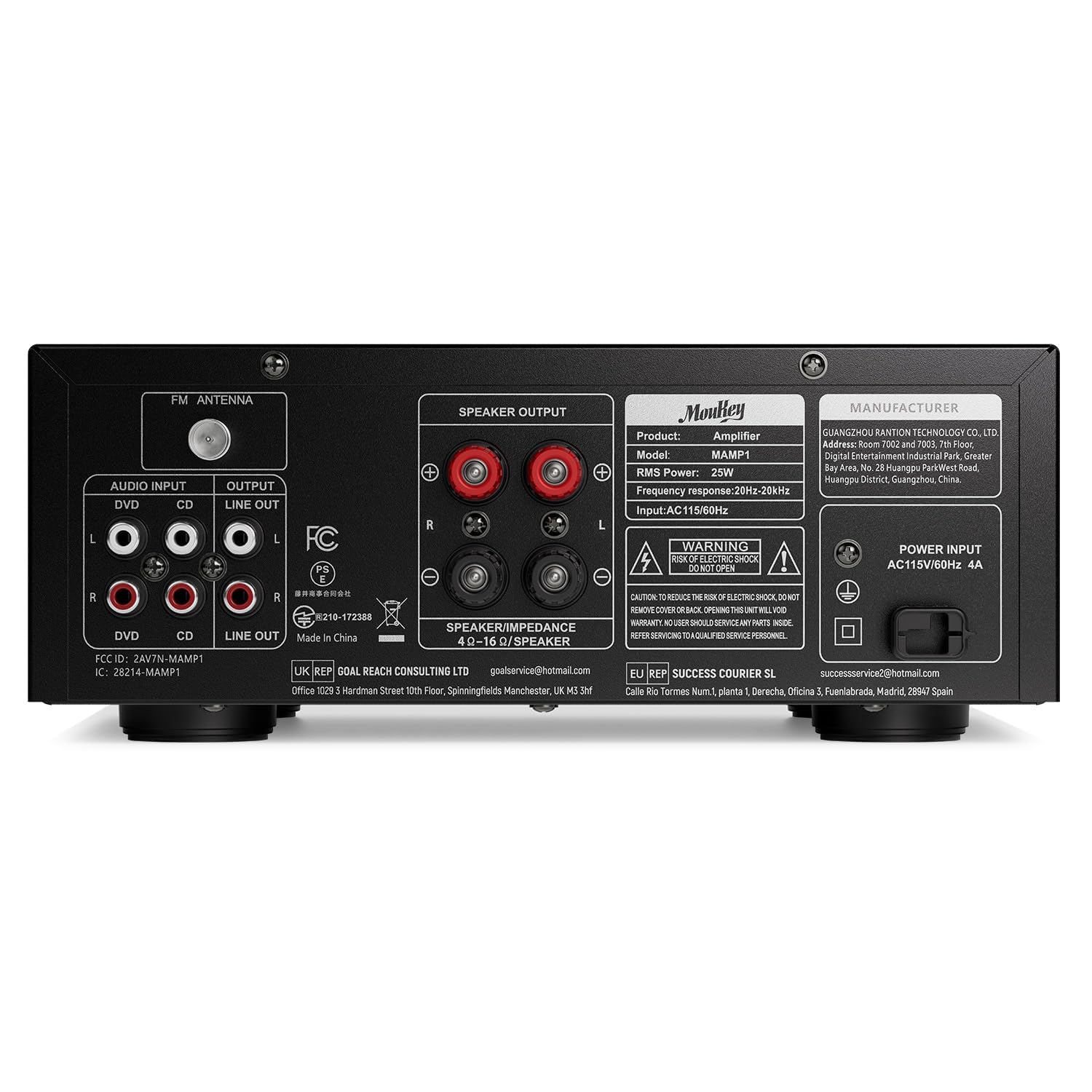 Moukey MAMP1 220W Bluetooth パワーアンプ システム