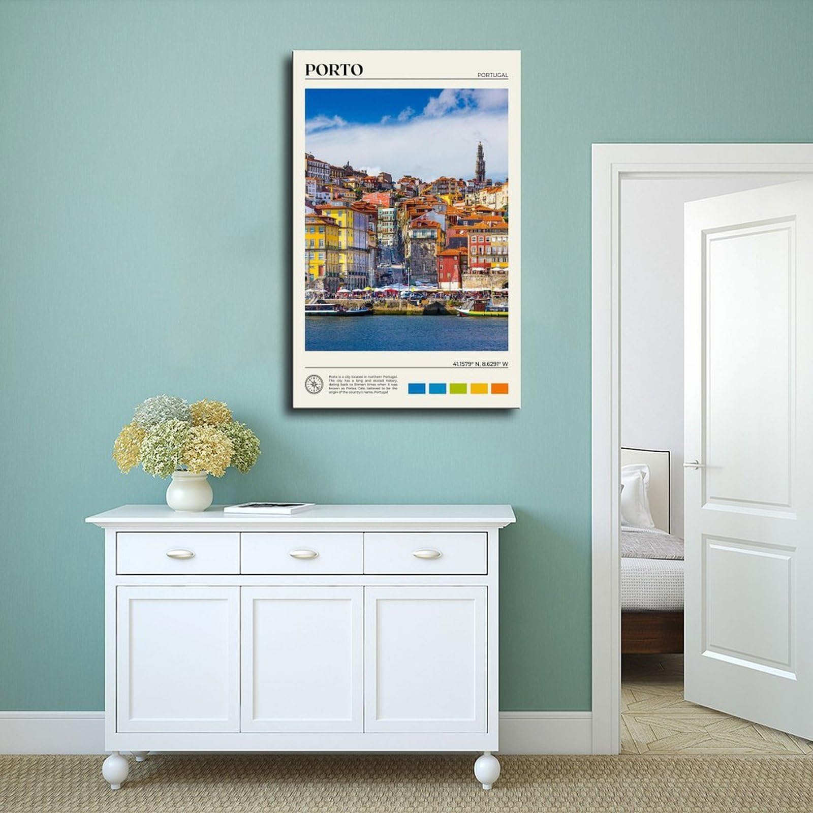 Echtes Foto, Poster, Kunstdruck auf Leinwand, Motiv: Porto, Dekoration für Schlafzimmer, Büro, Zimmer, Geschenk, 40,6 x 61 cm (L x B)