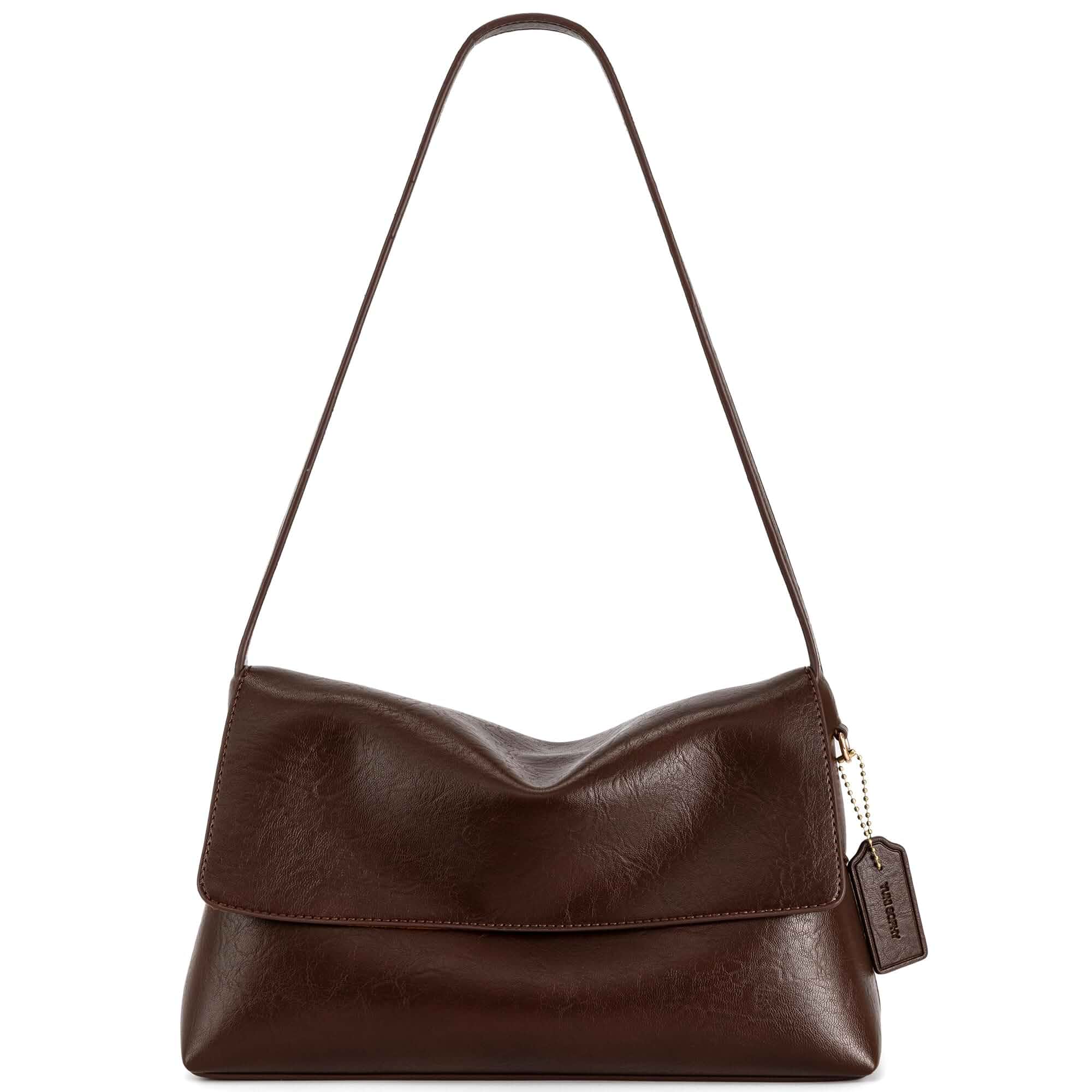 Women's Minimalist Shoulder Bag Soft Chelsea Slouchy Vegan Leather Hobo Purse with Clean Flap Design, Large Capacity Handbag for Casual Daily Wear