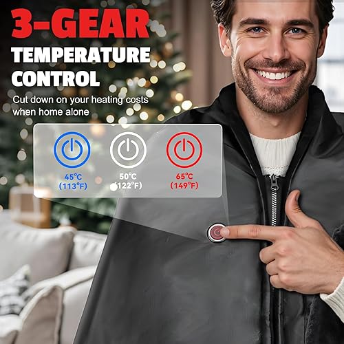 Miniatura 7 de Manta térmica eléctrica portátil con USB e inalámbrica, 57.1 x 35.4 in con adaptador compatible con batería Dewalt, almohadilla térmica de 3