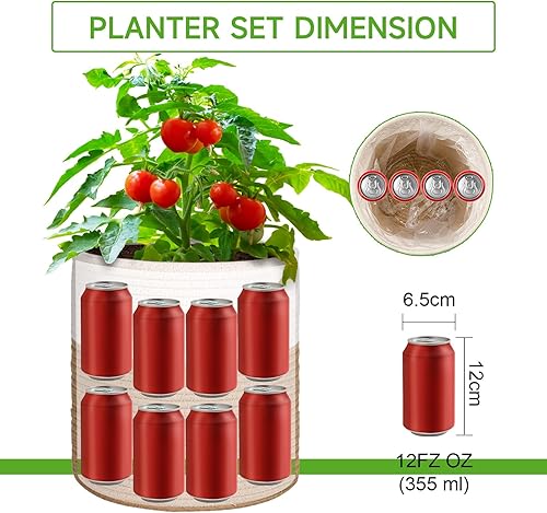 Miniatura 4 de Cesta para plantas con soporte  Cesta para plantas de interior con forro  Se adapta a macetas de hasta 10 pulgadas  Maceta tejida de cuerda de