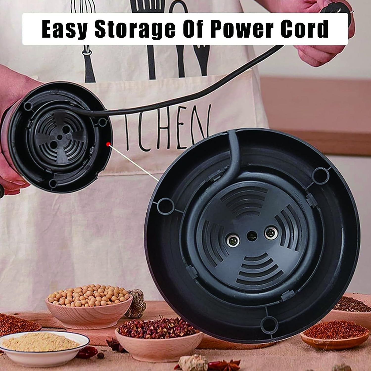 Electric Spice Mill & Coffee Grinder，Coffee Bean Grinder With 304 Stainless Steel, 400W High-speed， For Coffee Beans, Spices, Nuts, Seeds & Dry Ingredients