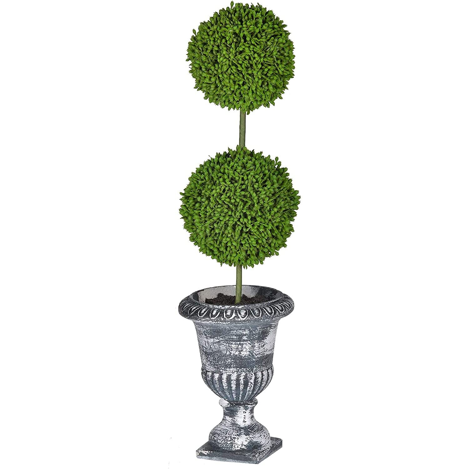 A&B 29572-BLAC-AB D4x15.5 H Two-TierRound Faux Topiary-Black Pot