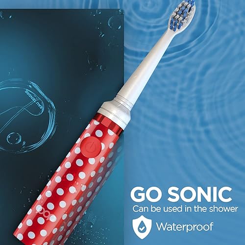 Miniatura 5 de Cepillo de dientes eléctrico Pop Sonic (puntos rojos)  Cepillos de dientes de viaje con batería AAA  Cepillos de dientes eléctricos para niños con 2