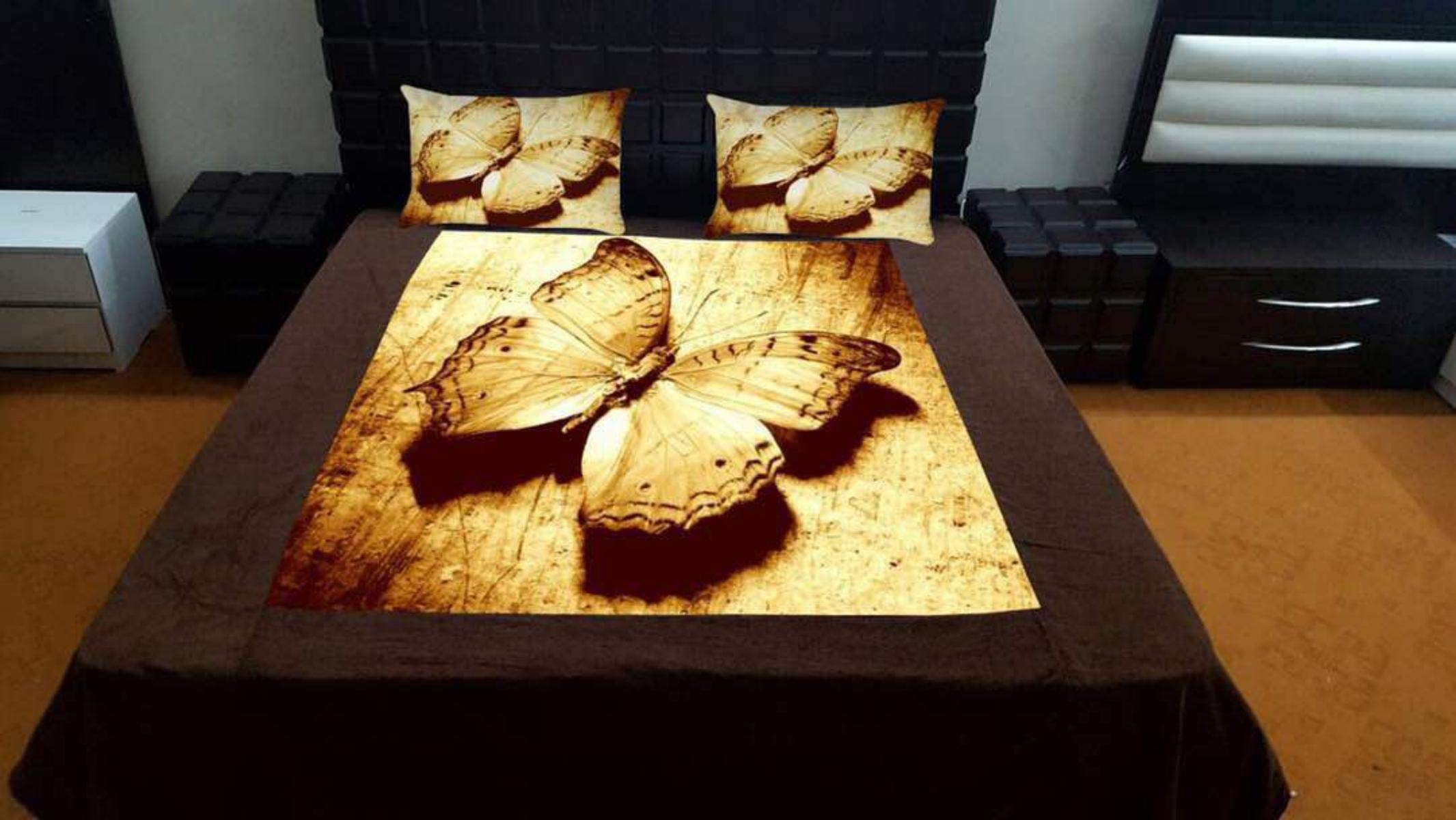 Premium Super Soft Touch Valvet Digital Print Warm Double Bedsheet with 2 Pillow Covers, GRAP The Deal