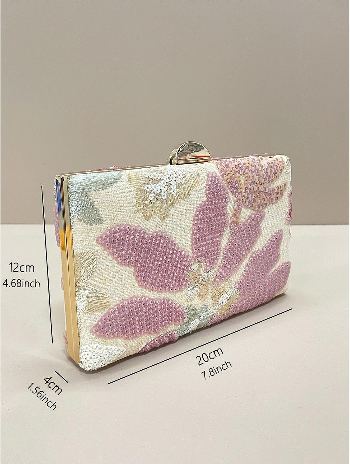 Sequin Clutch Purse for Women,Sequin Floral Embroidery Evening Beaded Clutch Bags,Mini Crossbody Purses Wedding Party Bag