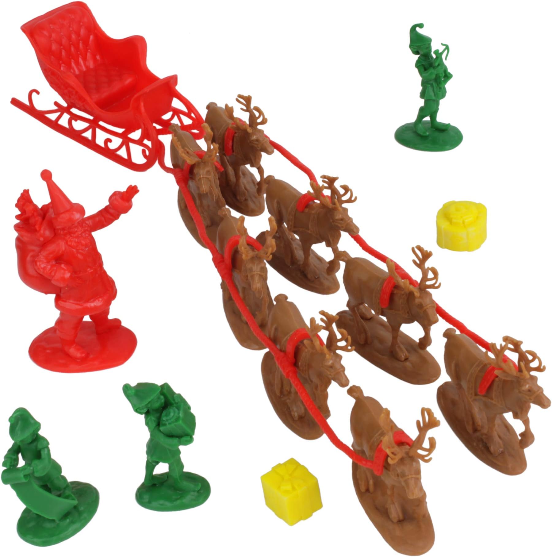 LOD Santa’s Christmas Delivery - 15pc Plastic Sleigh and Figure Boxed Playset