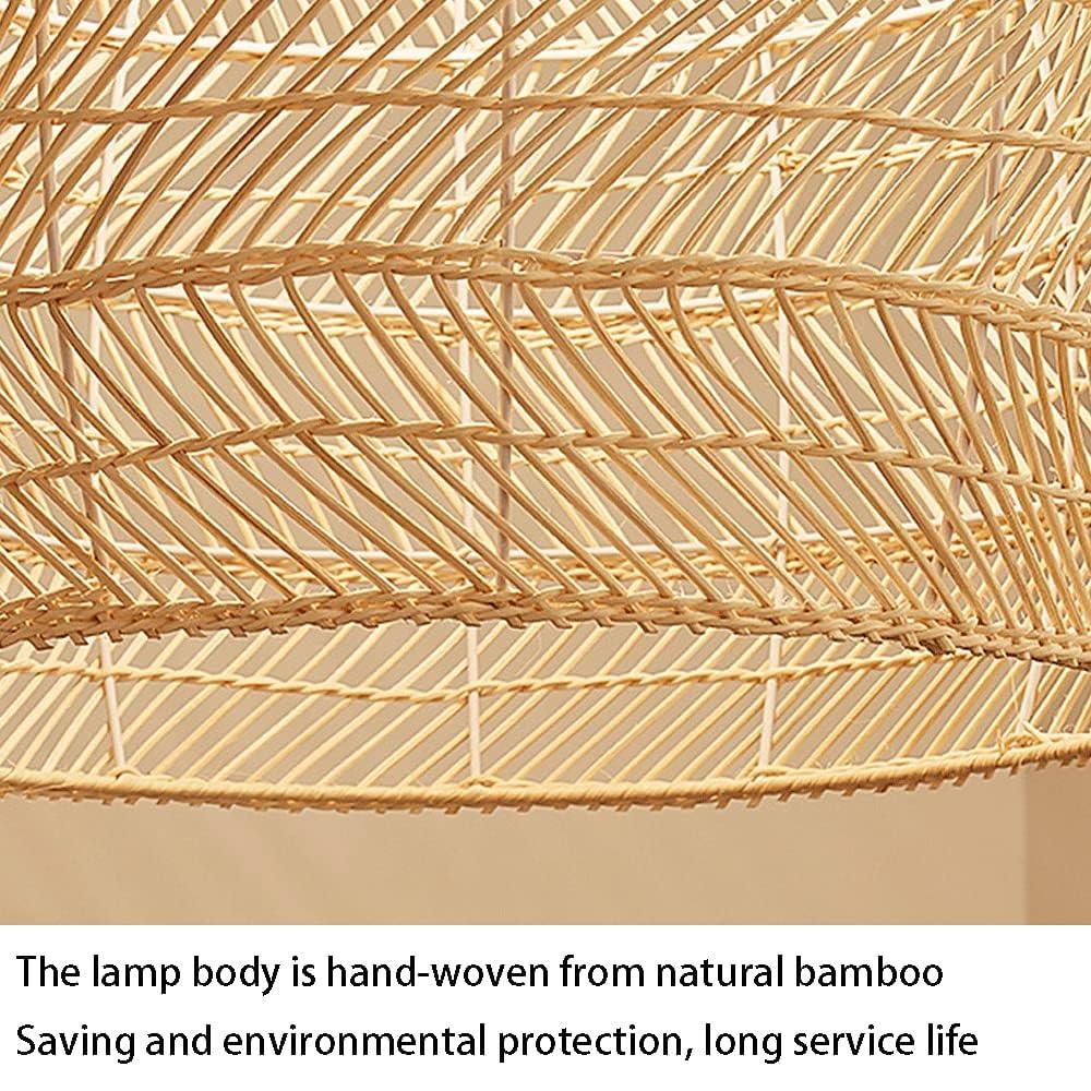 Lampadario a Sospensione in Rattan Intrecciato, Lampada a Cupola in Vimini Naturale | Lampadario a cestello in bambù Fatto a Mano per Sala da Pranzo e Isola Cucina. Paralume a Camp