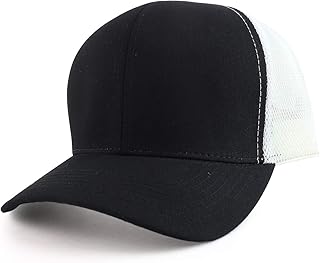 Oversize XXL Structured Trucker Mesh Baseball Cap, Black White, XX-Large