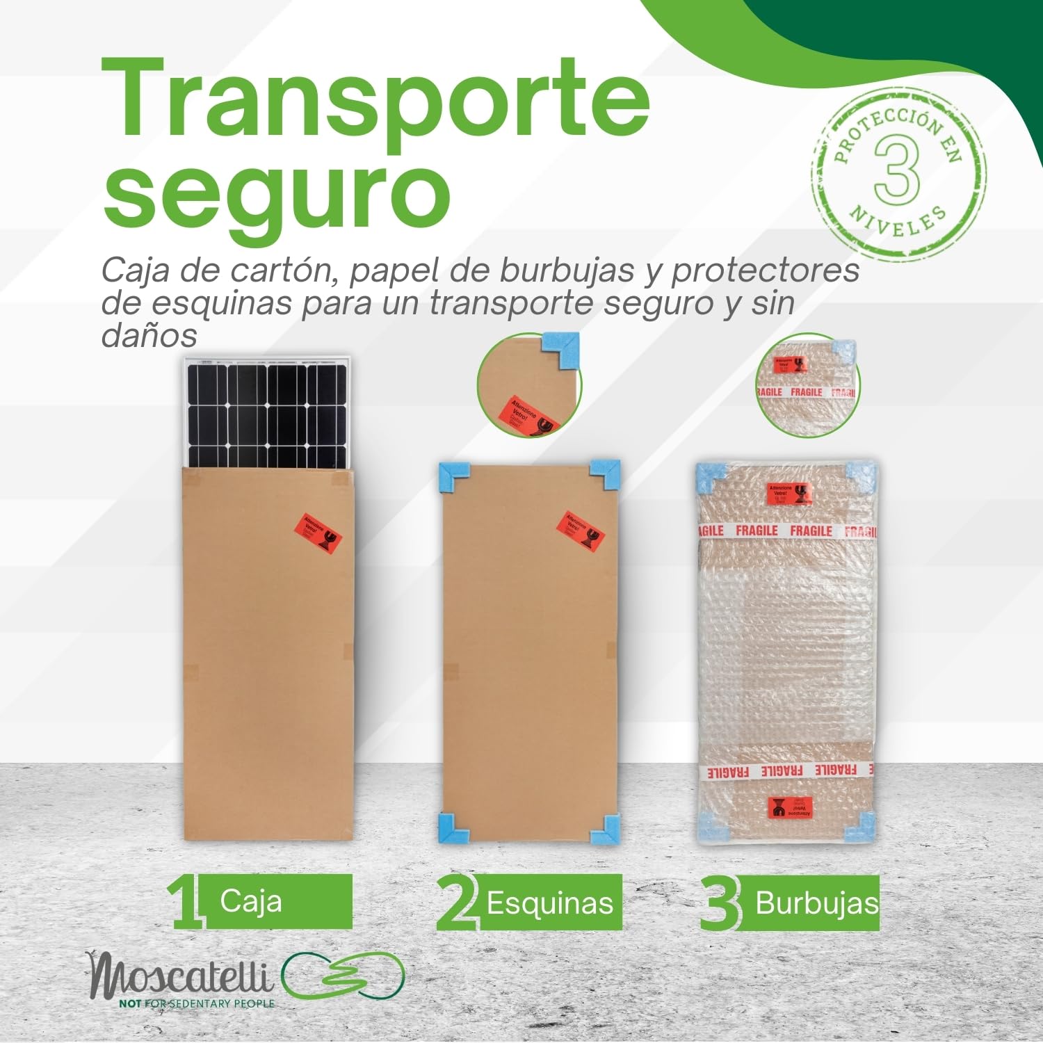 MOSCATELLI Panel Solar 100W para baterias 12V Células Monocristalinas PERC 9BB de Última Generación con Muy Alta Eficiencia. Optimizado – tensión 21V