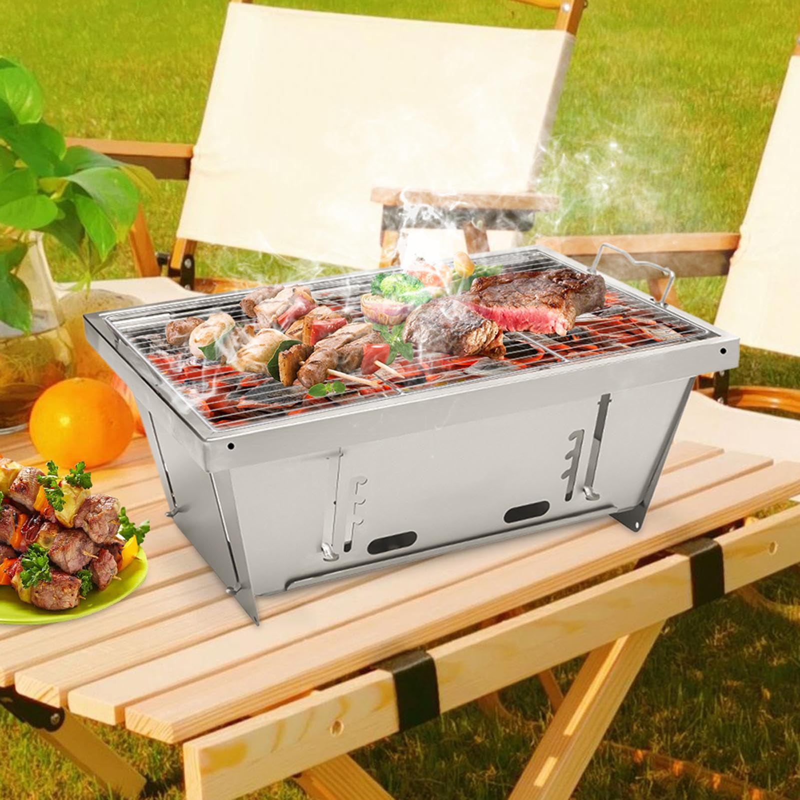 Przenośny Grill do Barbecue Kompaktowy Grill Węglowy | Składany Grill do Barbecue Składane Rękojeści Do Kempingu Pikników Grillowania W Ogrodzie Na Plaży Dla Spotkań Rodzinnych I
