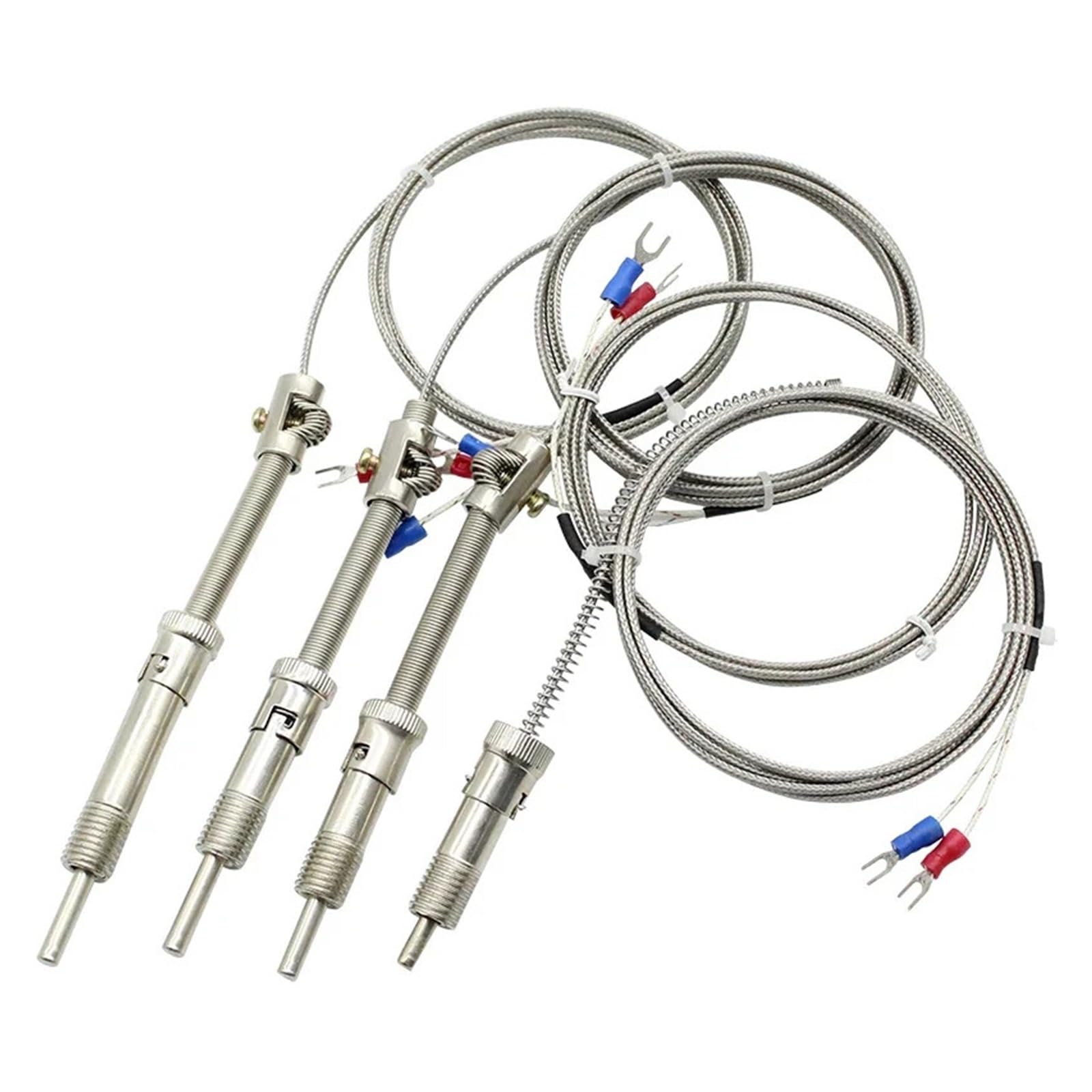 10pcs M12 Type K/E Compression Spring Shielded Wire Thermocouple Temperature Sensor For Controller Cable(M12 E Type 2m)
