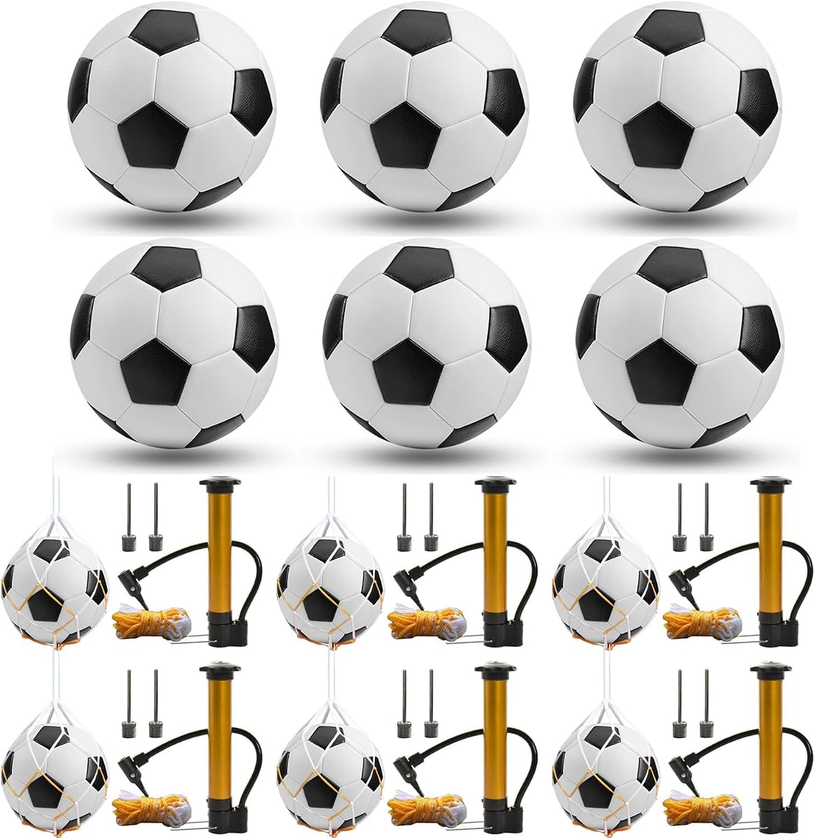 Balón de fútbol navideño de operación de 6 piezas a granel con agujas de bomba, tamaño 5/4/3 Balón de fútbol deportivo Balón de entrenamiento para fútbol para adultos para suministros de donación de caridad cristiana
