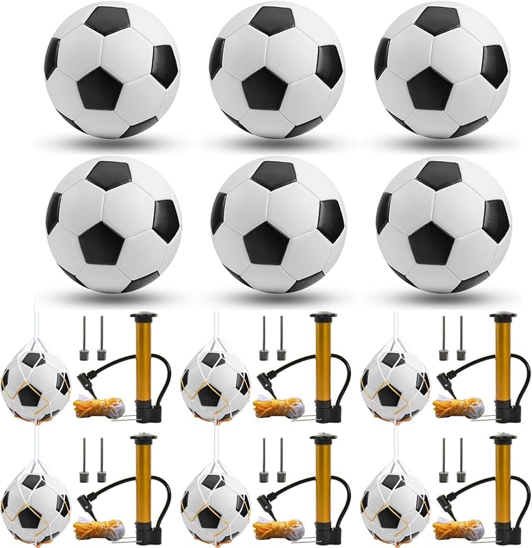 Balón de fútbol navideño de operación de 6 piezas a granel con agujas de bomba, tamaño 5/4/3 Balón de fútbol deportivo Balón de entrenamiento para fútbol para adultos para suministros de donación de caridad cristiana