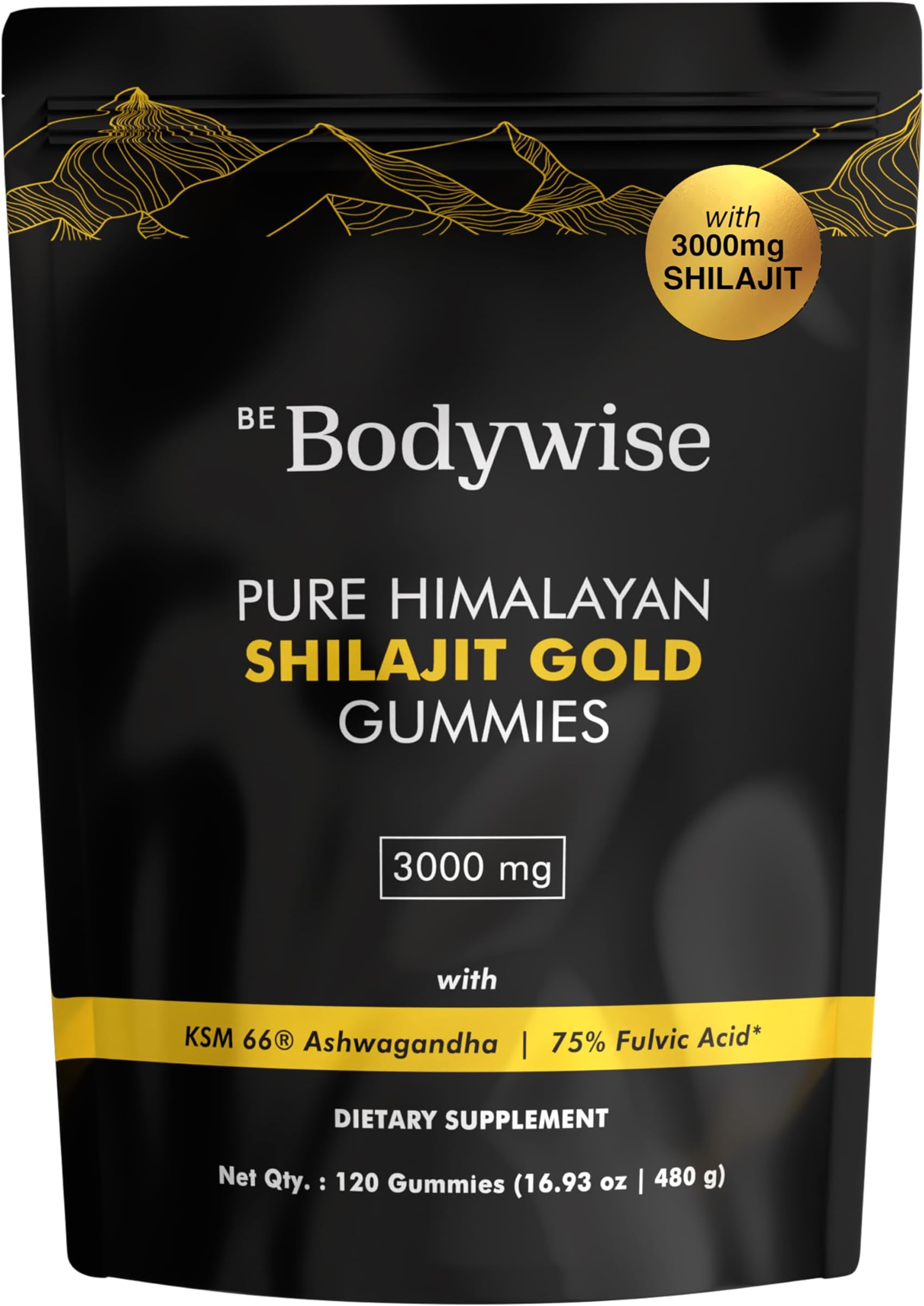 Pure Himalayan Shilajit Gummies Gold I No Added Sugar I Ashwagandha, Gokshura| Fulvic Acid & 85+ Trace Minerals I for Men, Women I Non-GMO I 100% Natural & Organic I 120 Gummy I Pouch