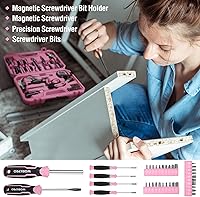 Vista 7 de WORKPRO Juego de herramientas rosas de 52 piezas, kit de herramientas para el hogar con caja de herramientas de almacenamiento, juego