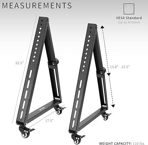 Miniatura 3 de VIVO Soporte de TV móvil de baja altura para pantallas curvas planas de 32 a 65 pulgadas, LCD LED, carrito de monitor de piso ajustable, soporte de