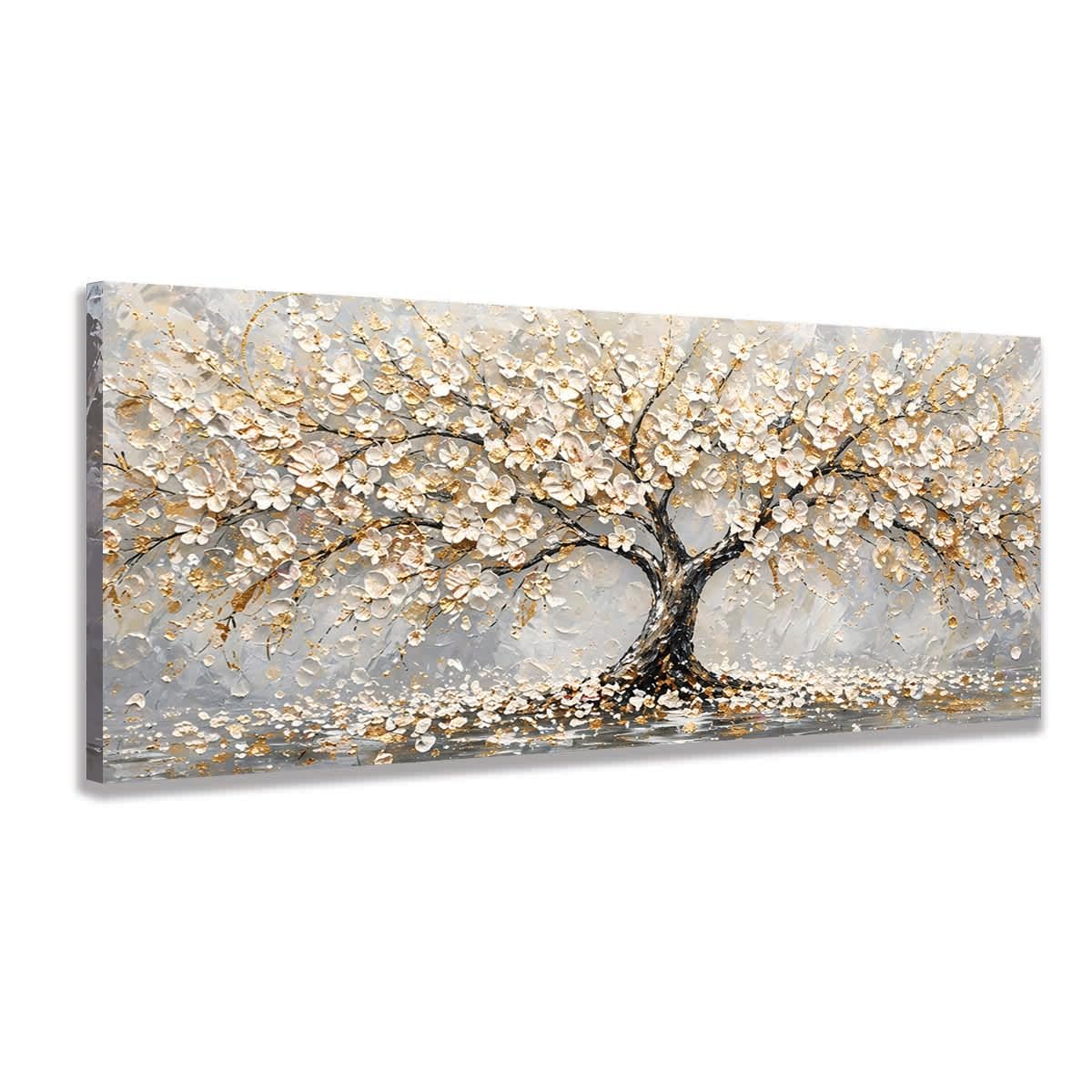 Wallazz Quadro su Tela Astratto - Quadri Moderni Soggiorno - Alberto della vita - Stampa su Tela - Decorazione camera da letto 70x140 cm