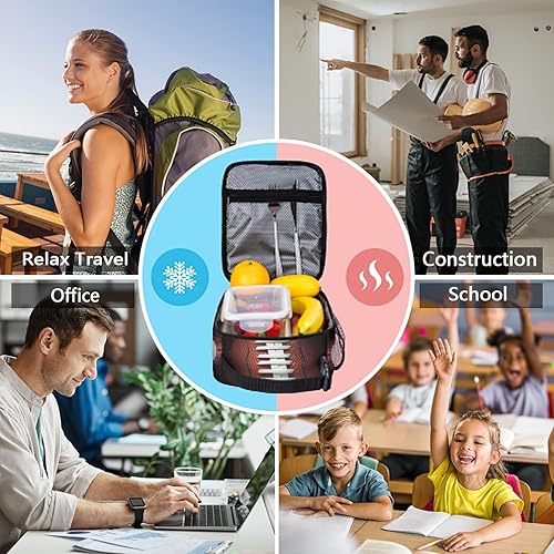 Miniatura 6 de Bolsa de almuerzo de fútbol para mujeres y hombres, lonchera reutilizable con aislamiento para el trabajo, oficina, escuela, picnic, bolsa portátil