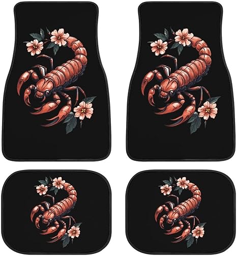 Tattoo Scorpion Car Floor Mats Universal Car Mat Set Non-Slip 4 Piece Carpet Foot Pads for Car Truck