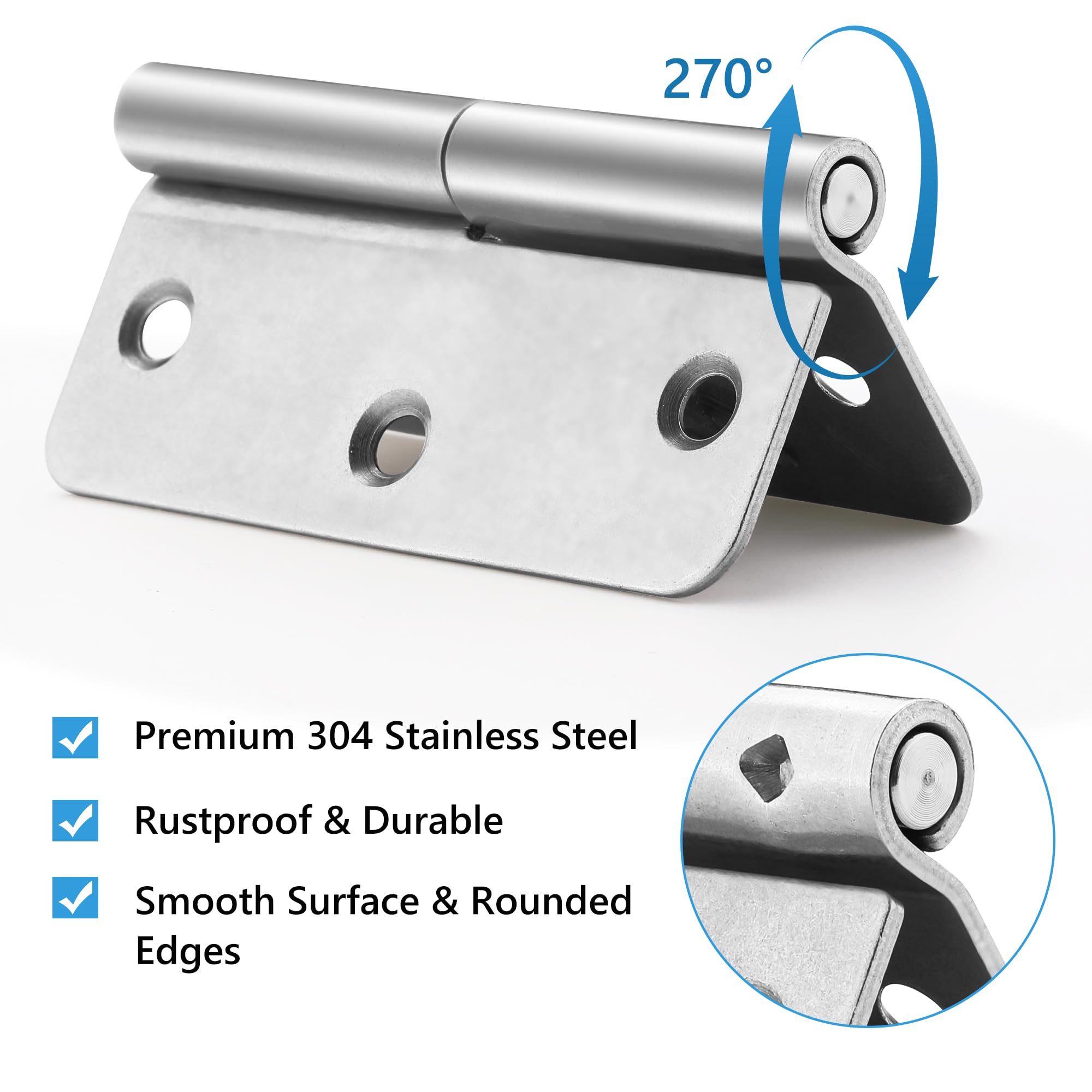 Bisagra de elevación de 3.5 pulgadas, acero inoxidable 304, bisagras de bandera desmontable para puertas de madera y metal, ventanas y varios equipos metálicos funcionales (zurdos, 18