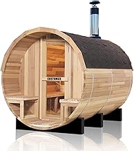 Customize Outdoor Barrel Sauna with Porch,Wood Burning Stove or Electric Stove,4-8 Person DIY Wooden Sauna Kit