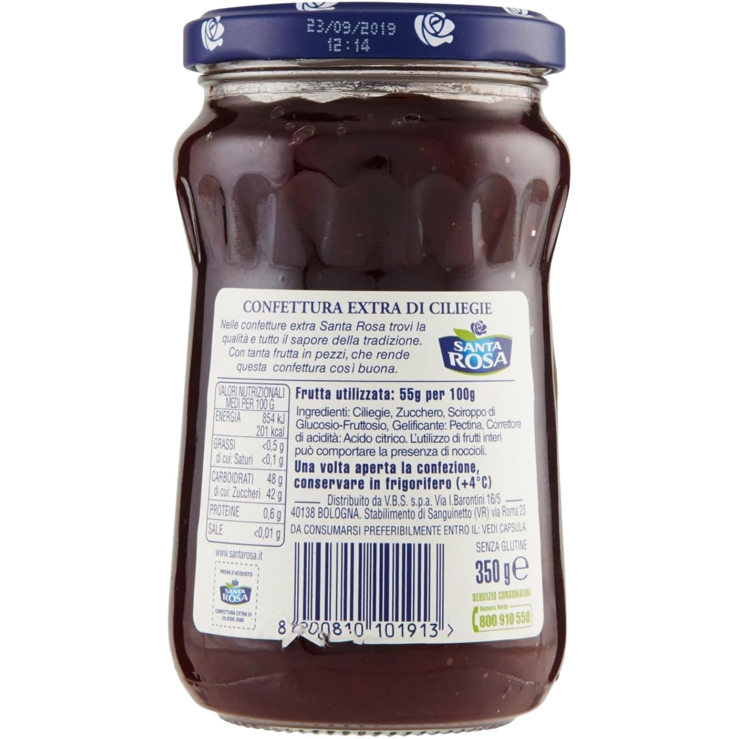 Confettura di Ciliegie 350 g – Marmellata con Frutta a Pezzettoni Ideale per Colazione e Dolci – Variazioni 4/8/12 Pezzi (12 PEZZI)