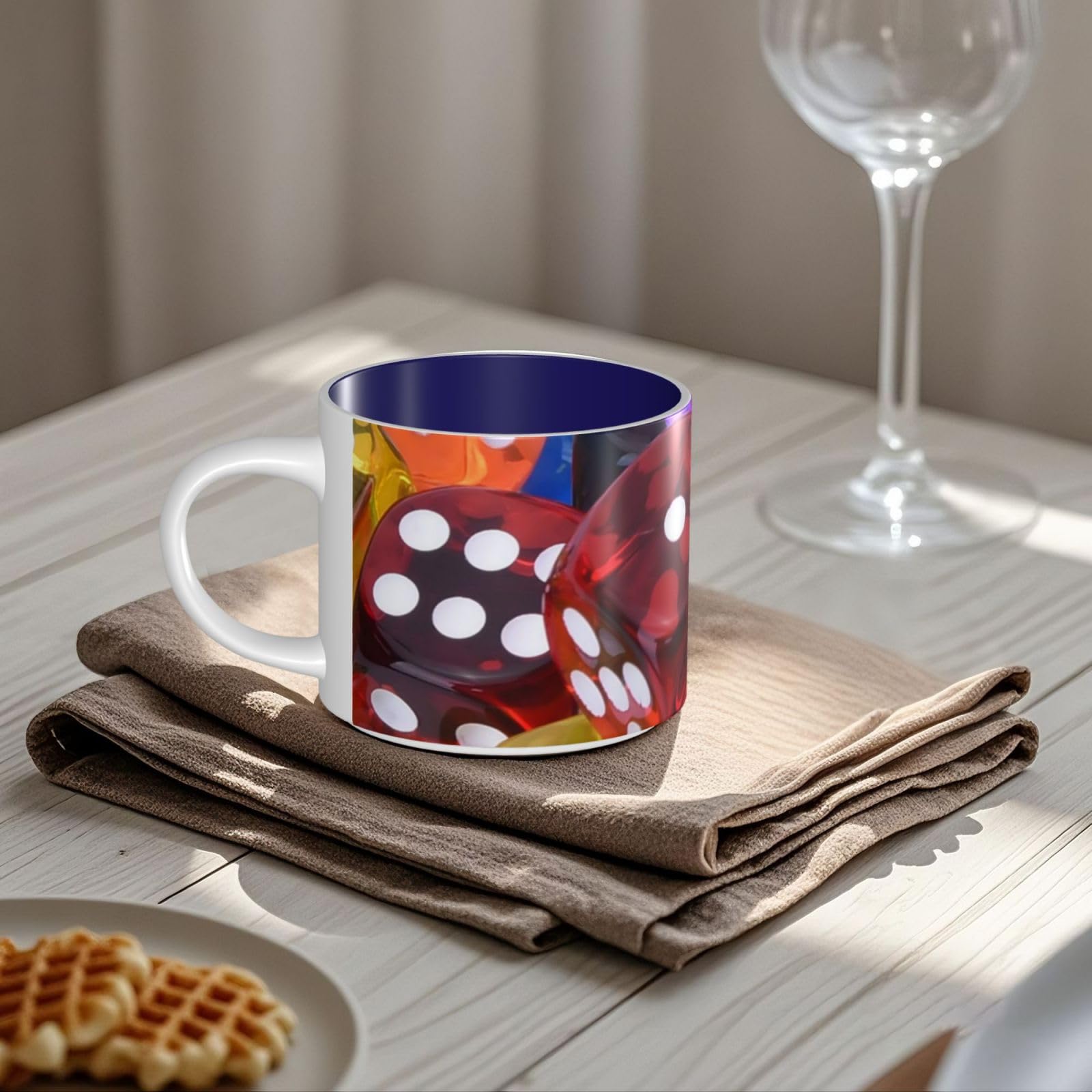 Games Dice Set Bedruckte Große Kapazität Keramik Tassen Kaffeetasse