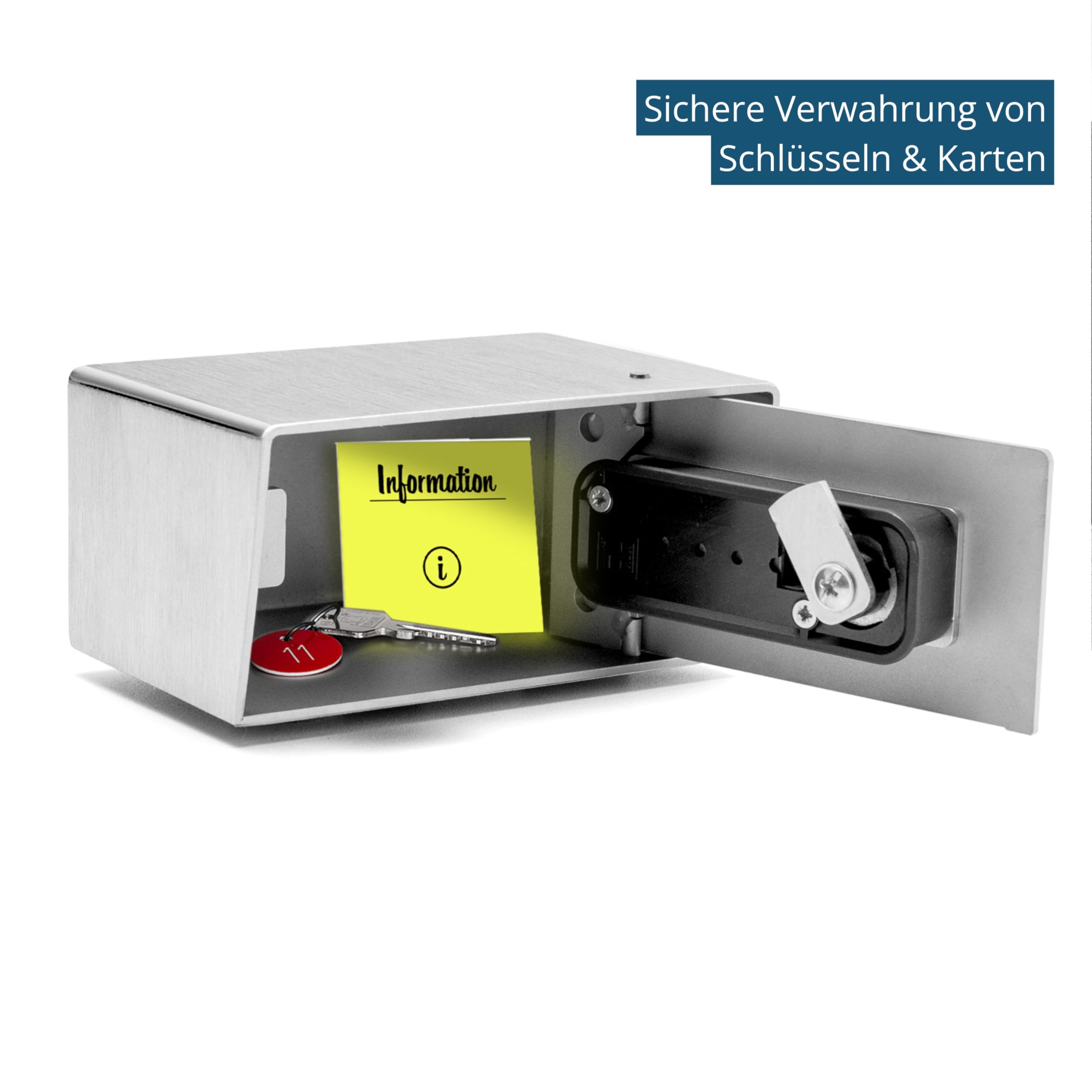 masunt Schlüsseldepot 420 M Code | Hochwertiger Schlüsselsafe mit Zahlenschloss | Aufbruchsicher | Für Außenbereich | Kompakte Größe | Edelstahl | Silber (V2A Edelstahl)