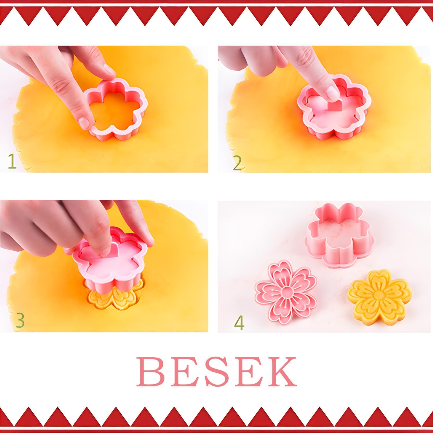 BESEK Flower Cookie Cutters: 8 pcs Flowers Cookie Cutter, Spring Flowers Cookie Stamps for Biscuit Fondant Cheese Baking, for Kids & Adults - Image 4