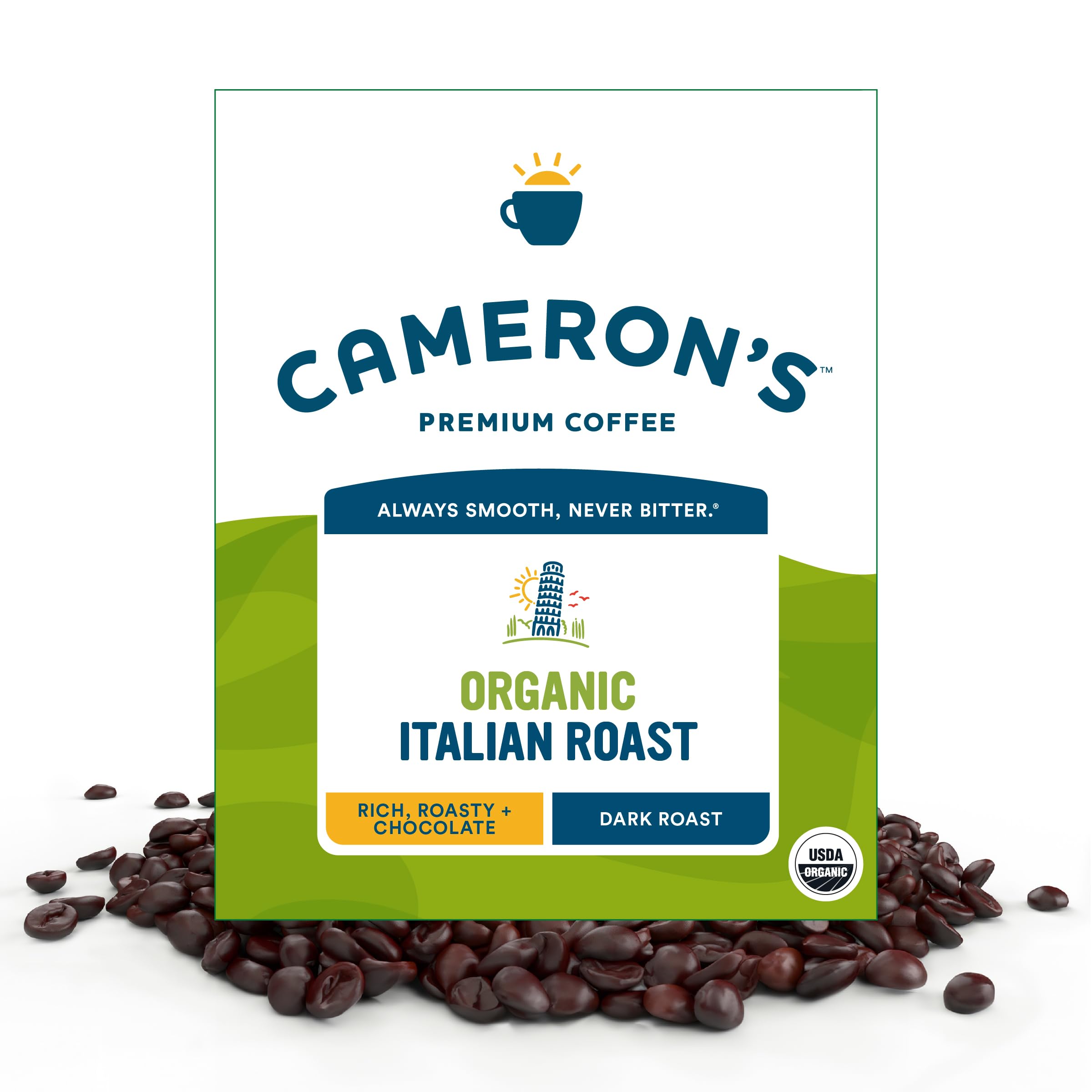 Cameron's Coffee Roasted Whole Bean Coffee, Organic Italian Roast, 4 Pound