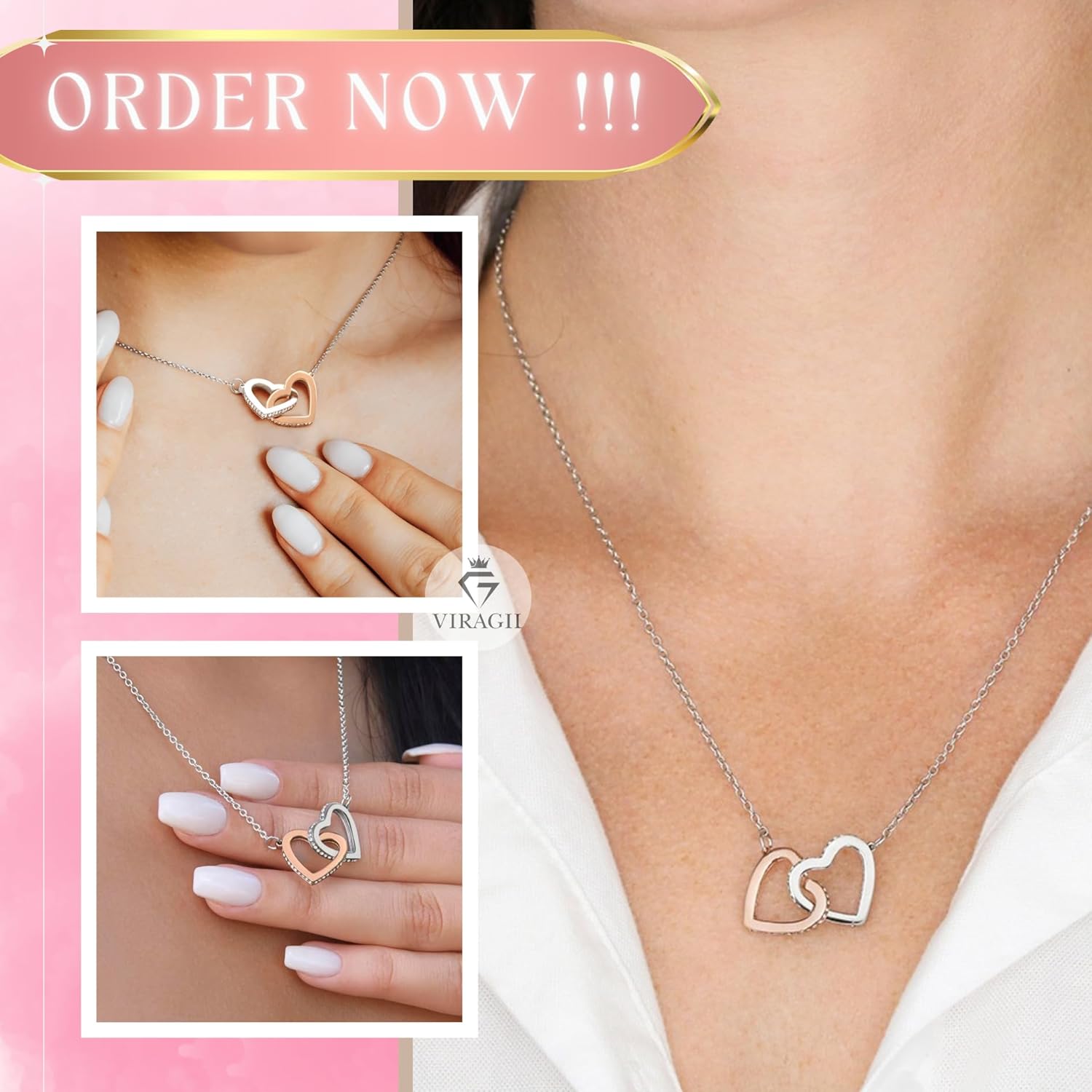 VIRAGIL Wife Necklace From Husband, To My Wife Necklace, Interlocking Heart Necklace Box For Wife, Stainless Steel Wife Jewelry Message Card, Birthday, Anniversary, Christmas Gifts - Image 7