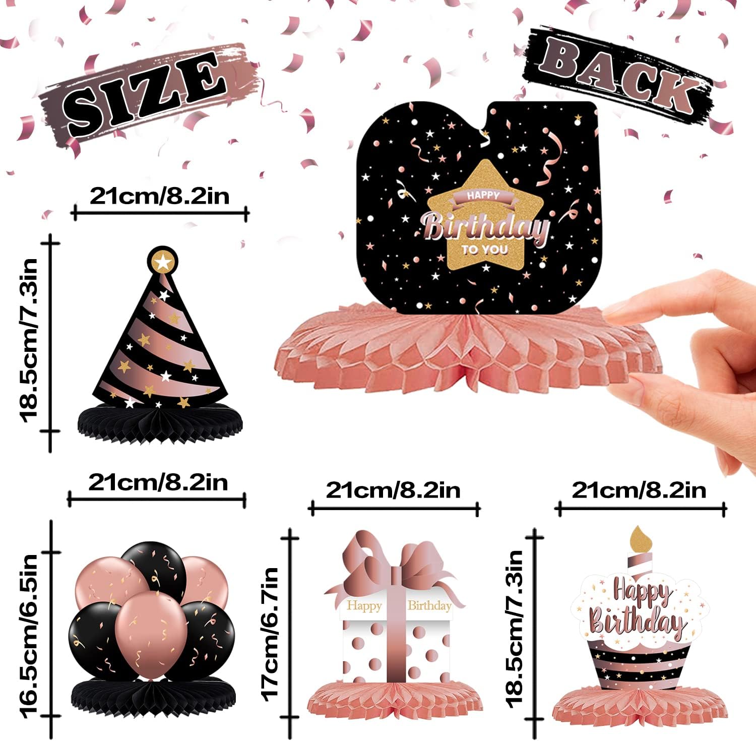 LINGTEER Happy 50th Birthday Rose Gold Table Honeycomb Centerpieces Cheers to 50th Birthday Fifty Years Old Party Table Decorations Gift Sign. image 3