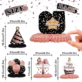 LINGTEER Happy 50th Birthday Rose Gold Table Honeycomb Centerpieces Cheers to 50th Birthday Fifty Years Old Party Table Decorations Gift Sign.