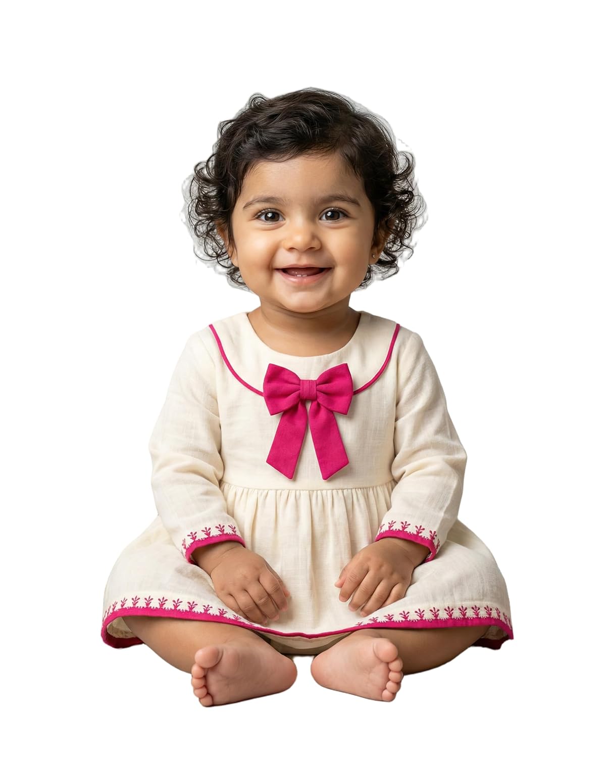 KOSHMOSH Stylish Baby Girl Dress I 100% Cotton Frock for Girls with Cute Bow & Laces I Birthday Gift I Soft Fabric & Breat...