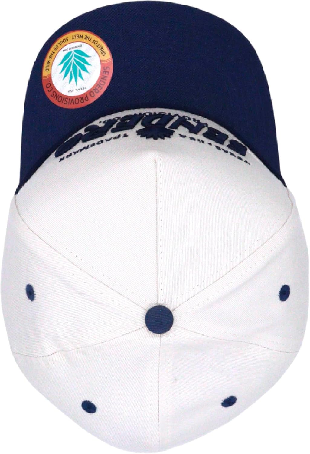 Sendero Provisions Co. Logo Adjustable Snapback Hat with Embroidered Design, Cream/Navy, One Size - Premium Cotton Blend, Structured 5-Panel Trucker Hat for Men & Women