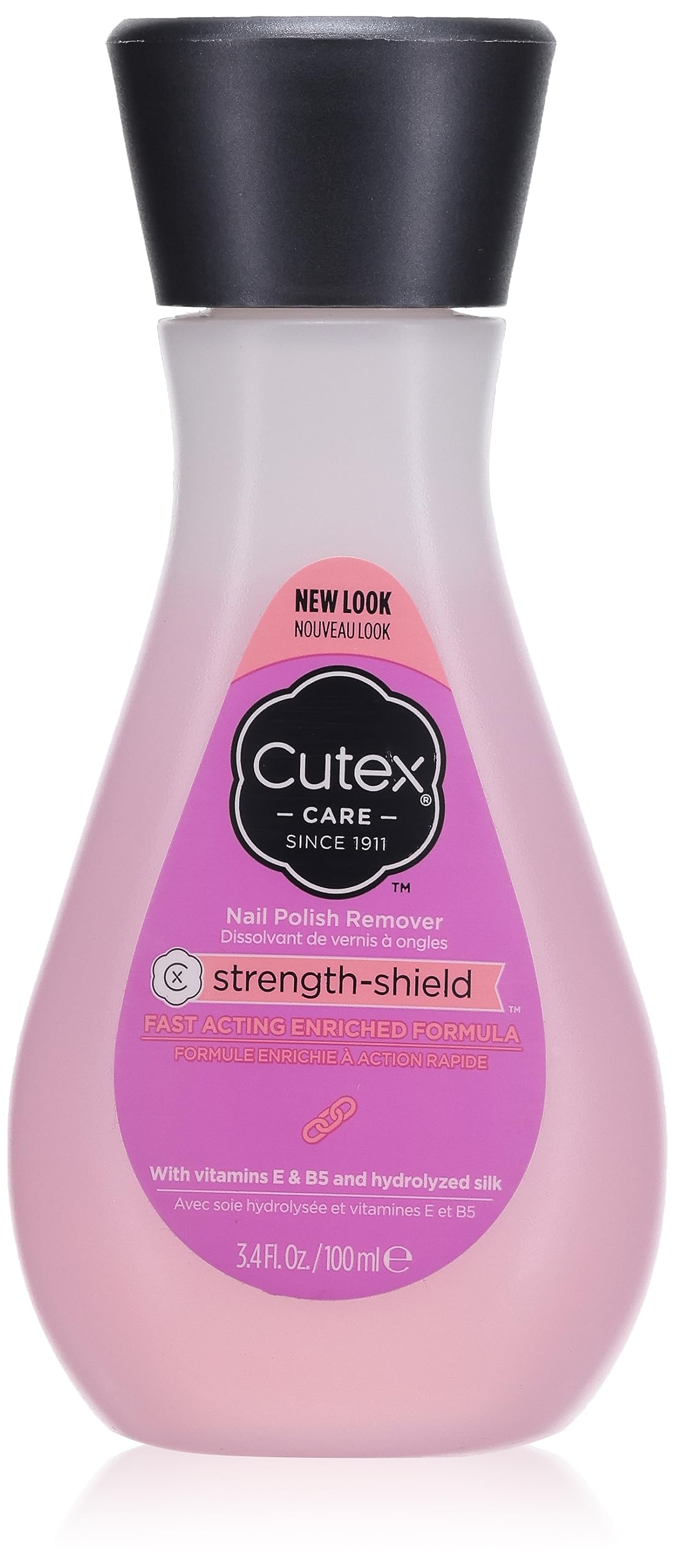 Cutex Nail Polish Remover Strength-Shield, Acetone Nail Polish Thinner, Protects Healthy Nails with Vitamin E, B5 and hydrolyzed Silk, Quick and Easy Removal, Non Drying, 3.4 Fl. Oz Each